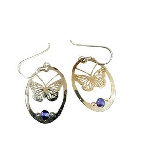 Wild Bryde Butterfly Amythyst Goldtone Earrings